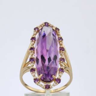 Кольцо. Аметист. Арт.1145АКц из золота 585 пробы