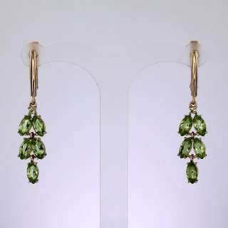 Серьги. Хризолит. Арт.109Х из золота 585 пробы