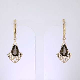 Серьги. Раухтопаз. Арт.1323Р из золота 585 пробы