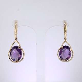 Серьги. Аметист. Арт.1330А из золота 585 пробы