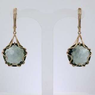 Серьги. Аметист зеленый. Арт.1407Аз из золота 585 пробы