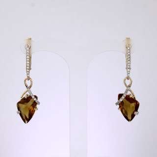 Серьги. Цитрин. Арт.1448ЦКц из золота 585 пробы