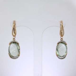 Серьги. Аметист зеленый. Арт.1468АзКц из золота 585 пробы